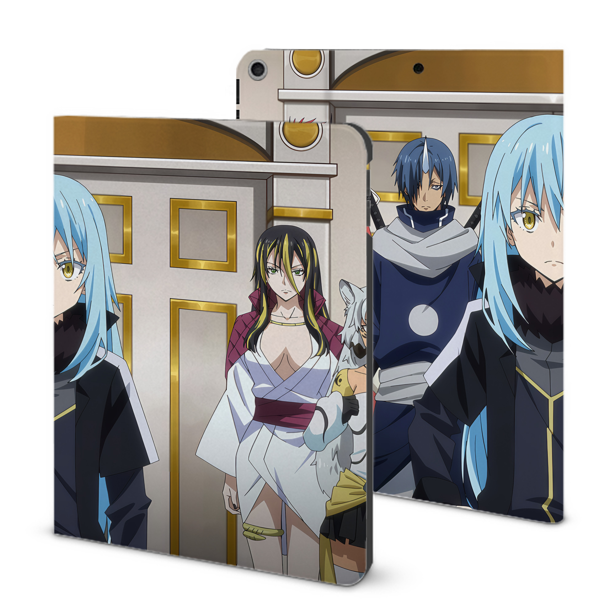 （画像用） 転スラ Regarding Reincarnated to Slime IPad ケース ブック型 PUレザー TPU 耐衝撃 軽量 薄型 ペン収納なし 全面保護 IPad 各モデル対応